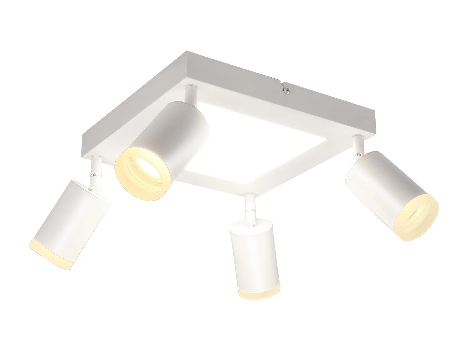 NETTLIFE Faretto quadrato da soffitto a 4 lampadine, 3000K GU10, facile installazione, bianco caldo, orientabile a 350°, moderno