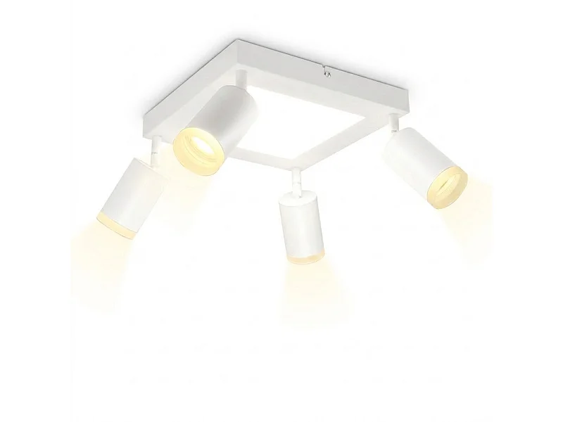 NETTLIFE Foco de techo 4 focos cuadrado 3000K GU10 fácil instalación blanco cálido orientable 350° moderno