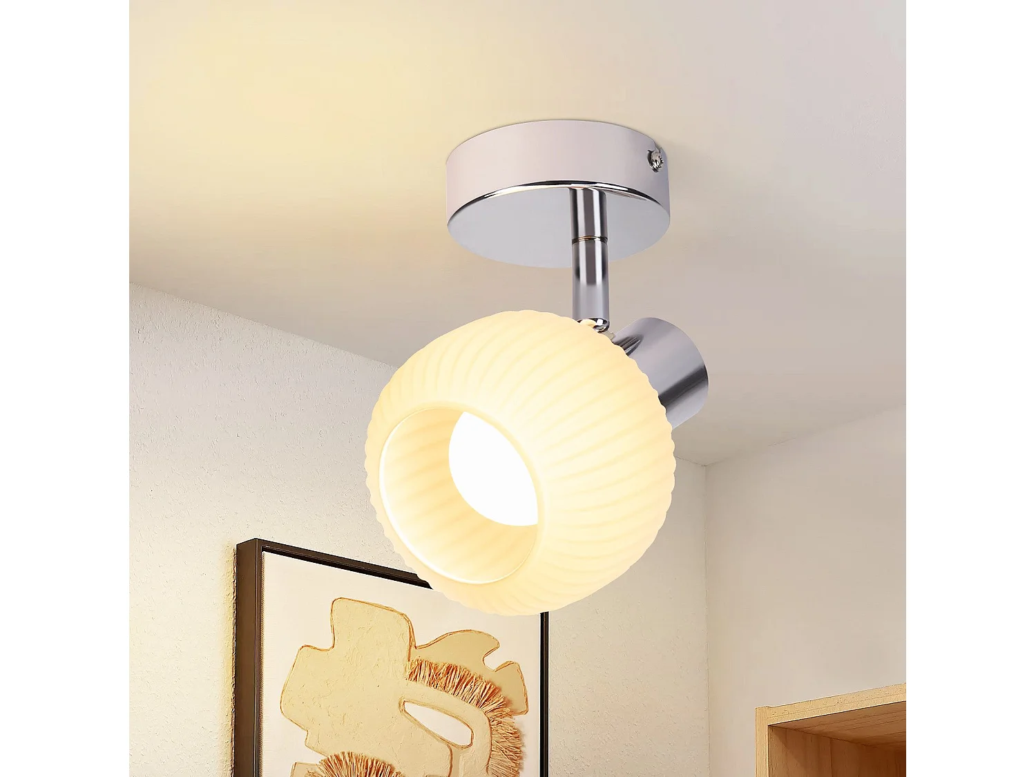 NETTLIFE Spot de plafond blanc E14 abat-jour en verre vintage d'intérieur Spot moderne pour chambre à coucher salon