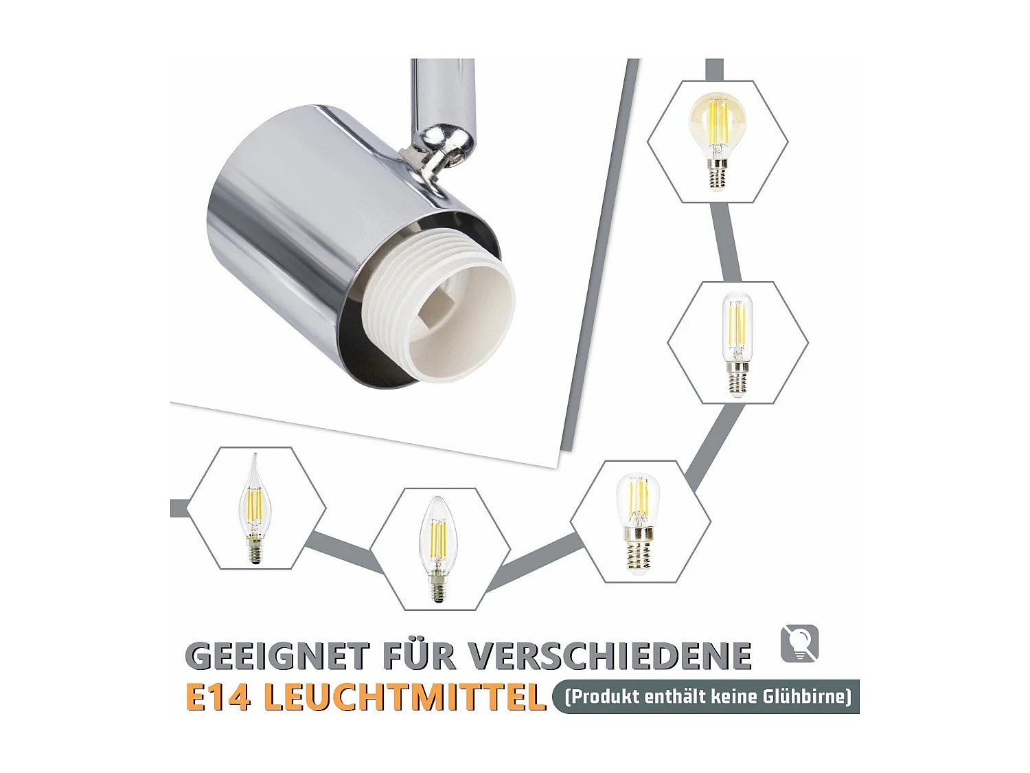 NETTLIFE Spot de plafond blanc E14 abat-jour en verre vintage d'intérieur Spot moderne pour chambre à coucher salon