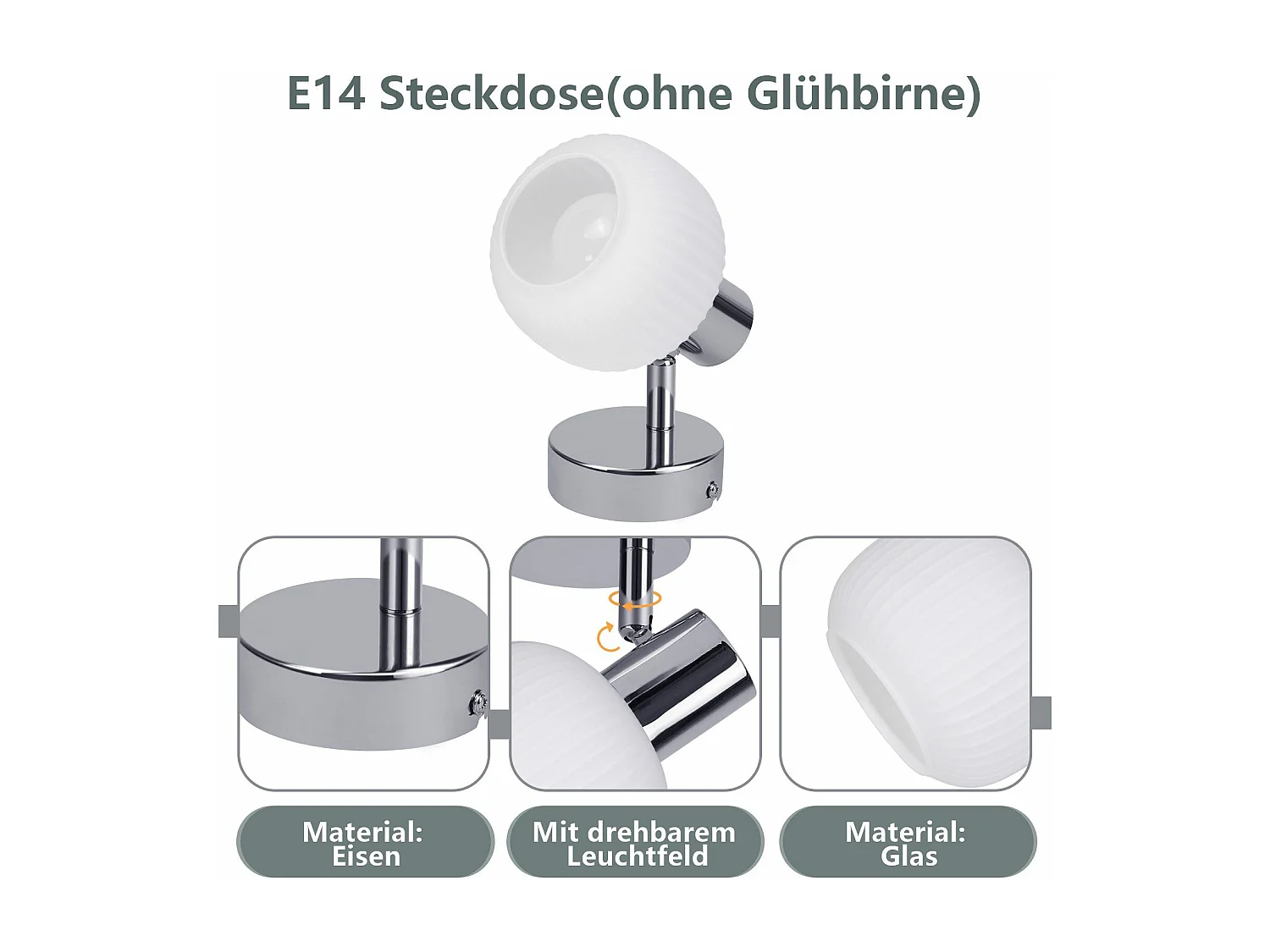 NETTLIFE Spot de plafond blanc E14 abat-jour en verre vintage d'intérieur Spot moderne pour chambre à coucher salon