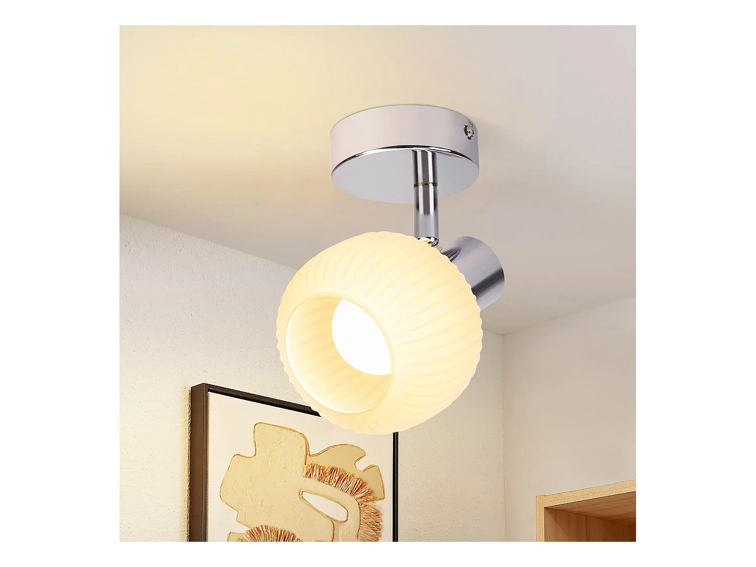 NETTLIFE Spot de plafond blanc E14 abat-jour en verre vintage d'intérieur Spot moderne pour chambre à coucher salon