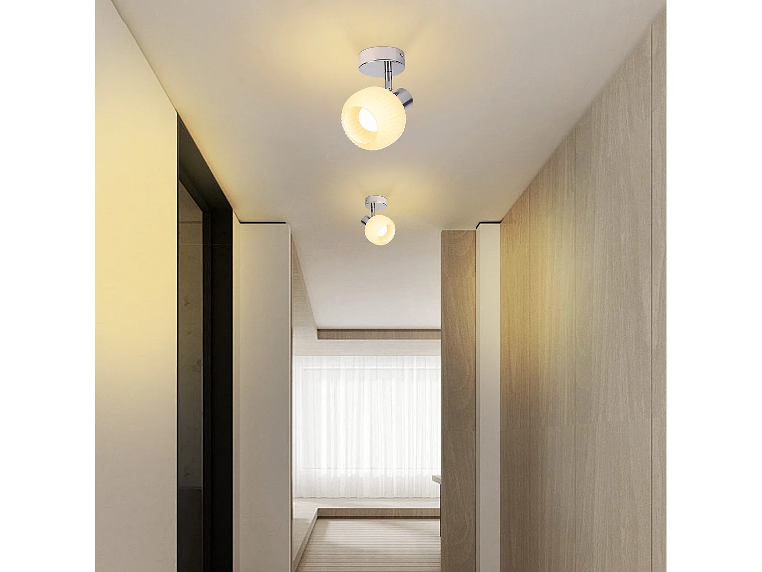 NETTLIFE Spot de plafond blanc E14 abat-jour en verre vintage d'intérieur Spot moderne pour chambre à coucher salon