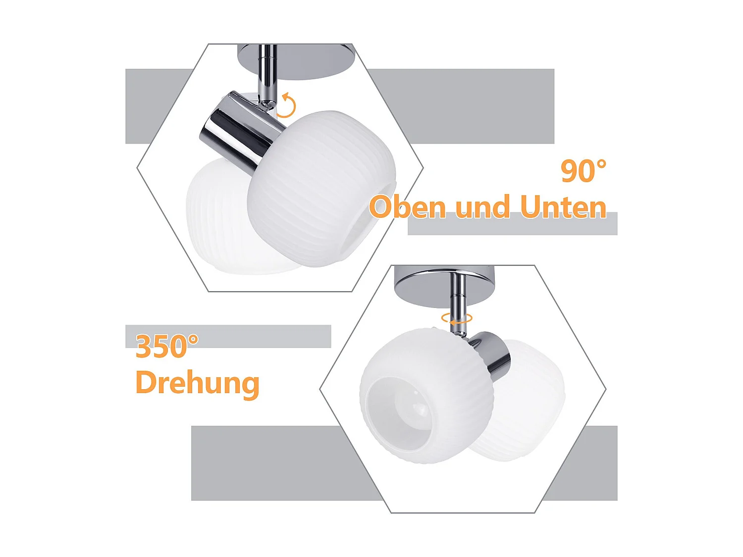 NETTLIFE Spot de plafond blanc E14 abat-jour en verre vintage d'intérieur Spot moderne pour chambre à coucher salon