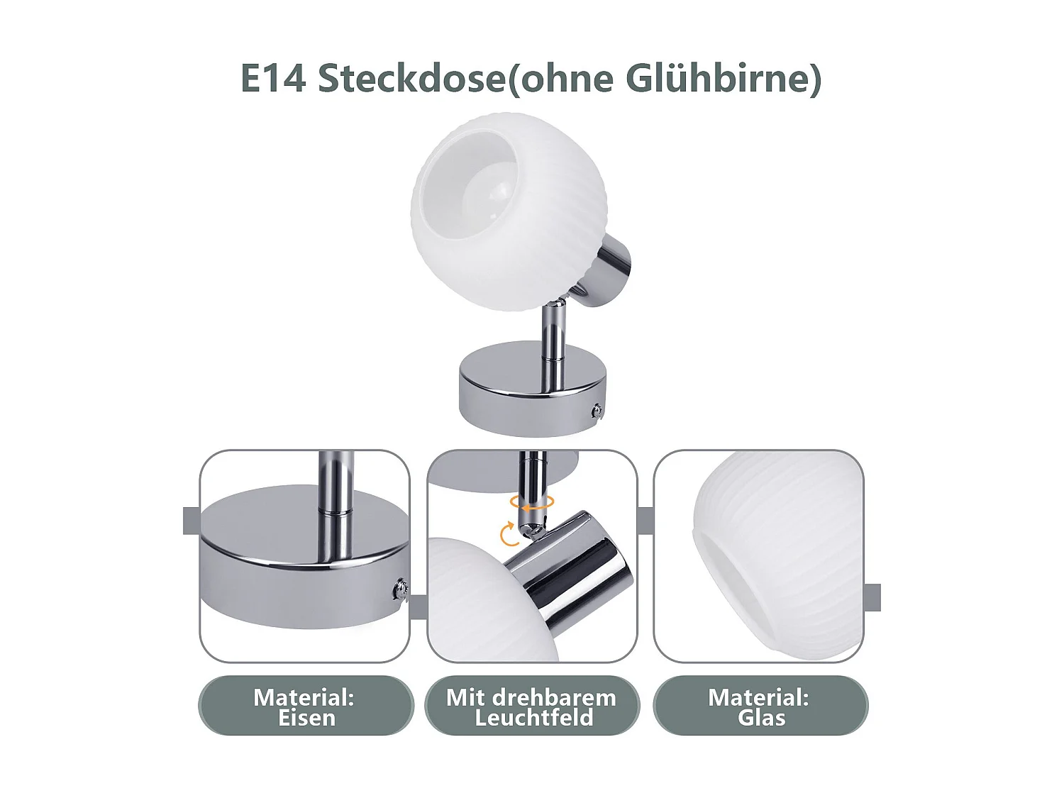 NETTLIFE Spot de plafond blanc E14 abat-jour en verre vintage d'intérieur Spot moderne pour chambre à coucher salon