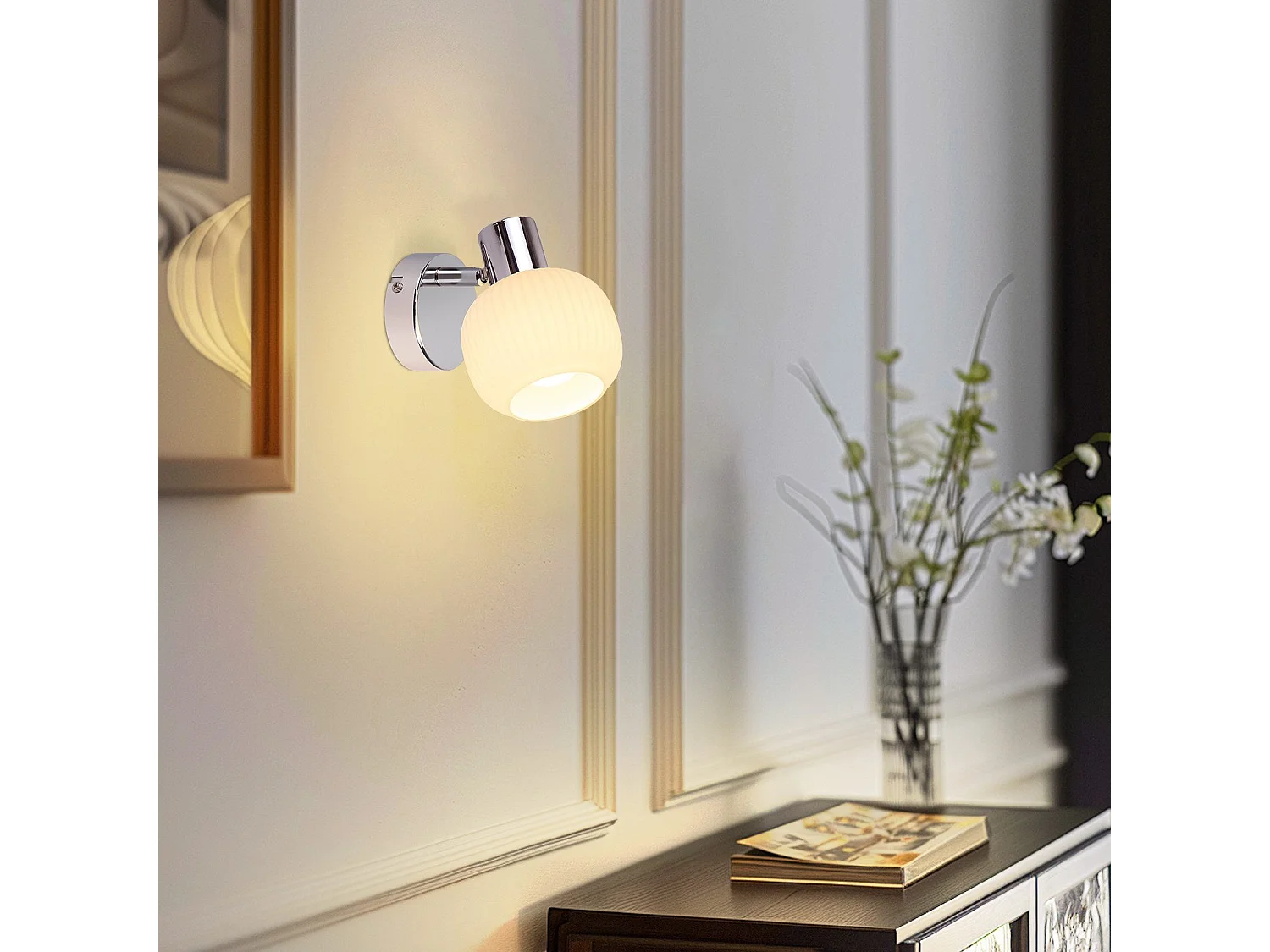 NETTLIFE Spot de plafond blanc E14 abat-jour en verre vintage d'intérieur Spot moderne pour chambre à coucher salon