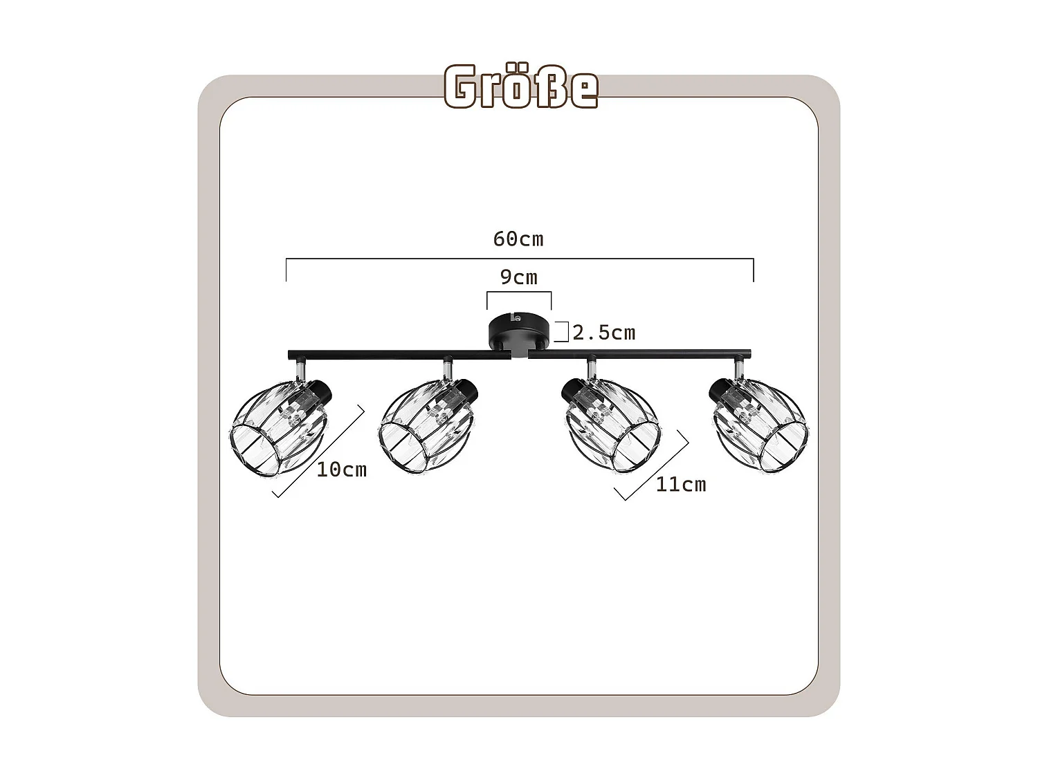Lot De 4 Spots De Plafond En Cristal Noir Vintage E14 Pour Couloir, Pivotant à 350°, Industriel
