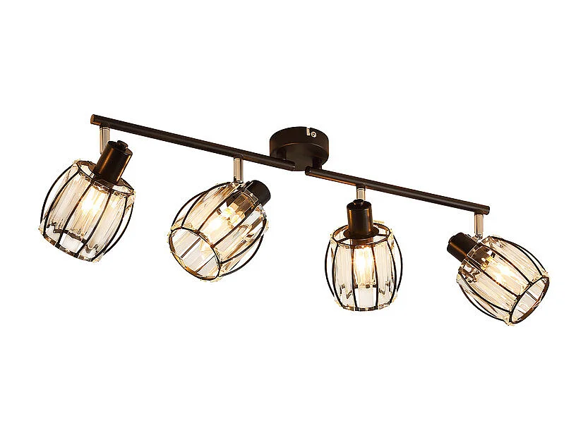 Lot De 4 Spots De Plafond En Cristal Noir Vintage E14 Pour Couloir, Pivotant à 350°, Industriel