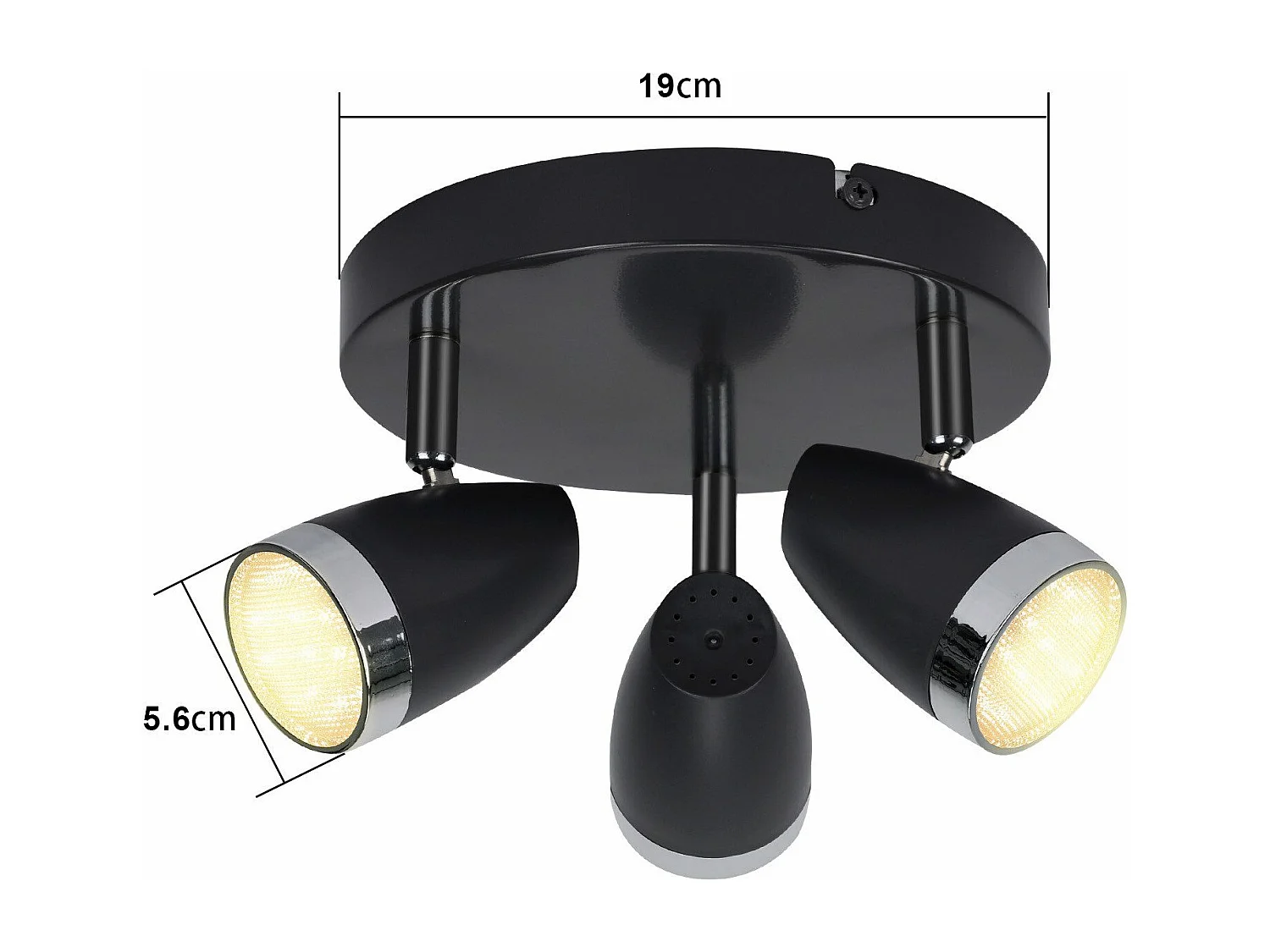 NETTLIFE Spot de plafond LED 3 ampoules moderne 4W noir 3000K orientable 350°