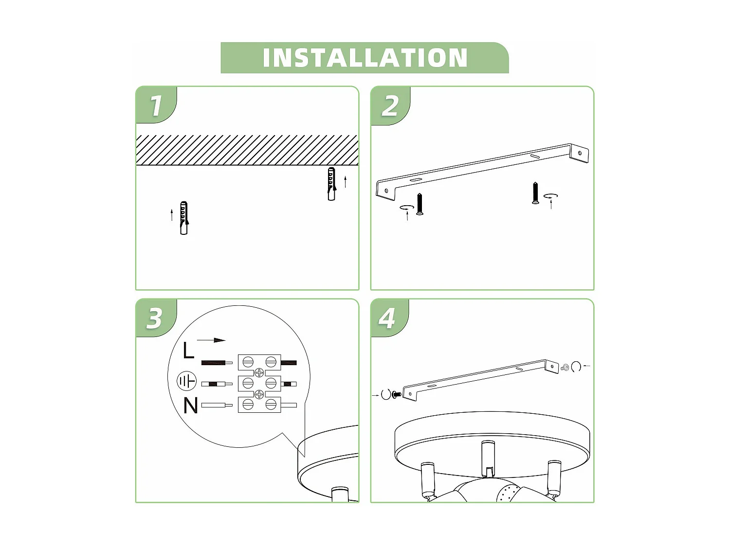 NETTLIFE Spot de plafond LED 3 ampoules moderne 4W noir 3000K orientable 350°