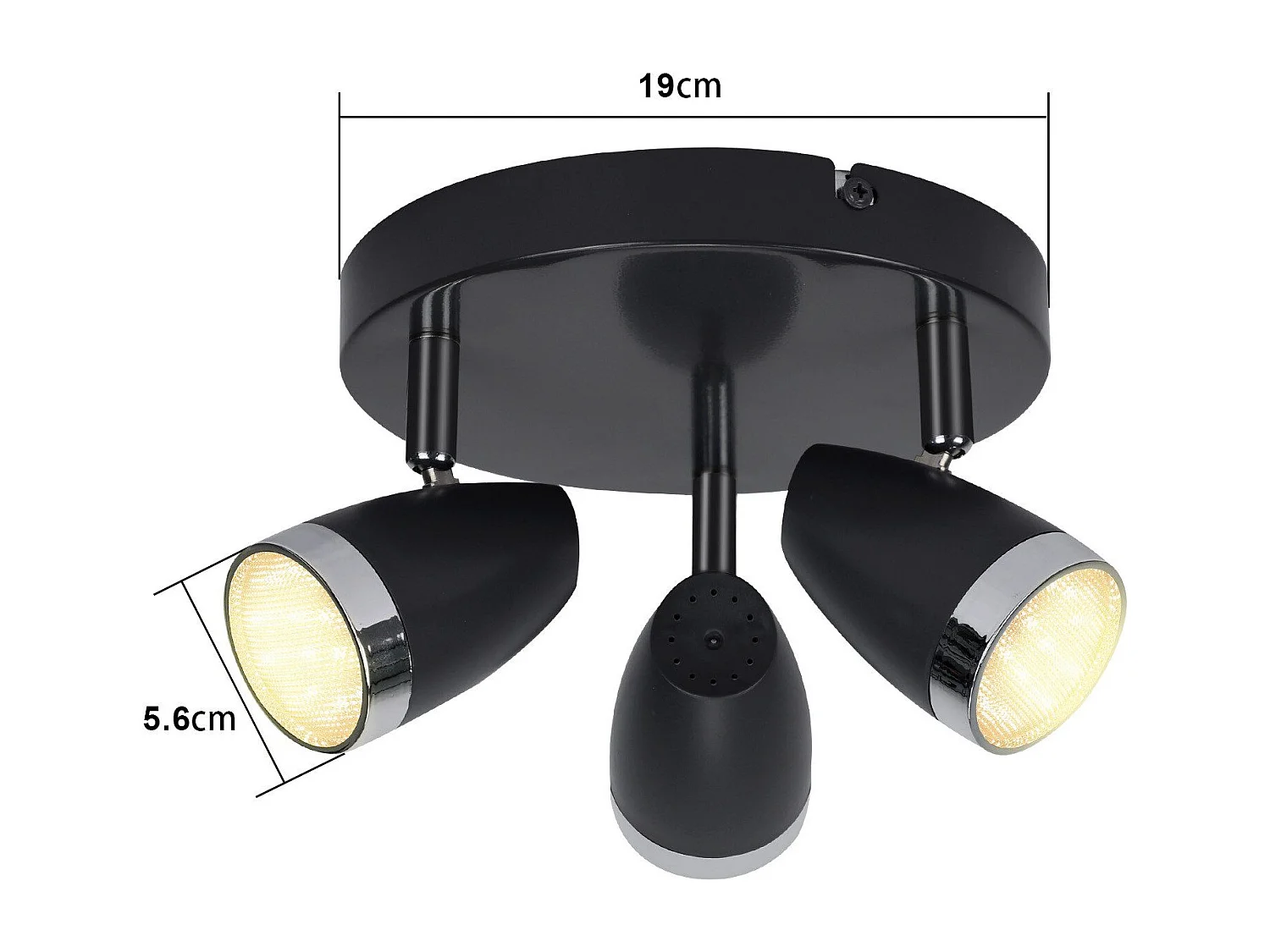 NETTLIFE Spot de plafond LED 3 ampoules moderne 4W noir 3000K orientable 350°