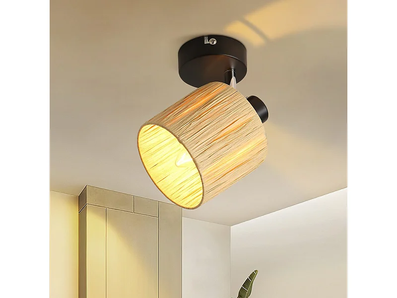 Ceiling Spot 1 Flame Black E14 Natural Paper Lampa sufitowa Sypialnia