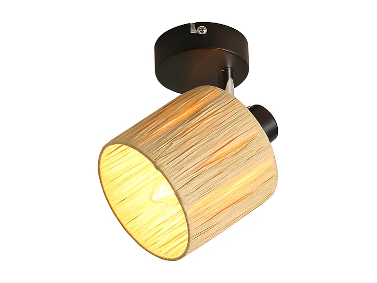 Spot De Plafond 1 Flamme Noir E14 Papier Naturel Plafonnier Chambre