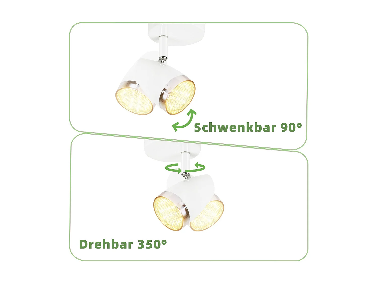 NETTLIFE Spot de plafond 1 flamme 4W plafonnier orientable 350° salon