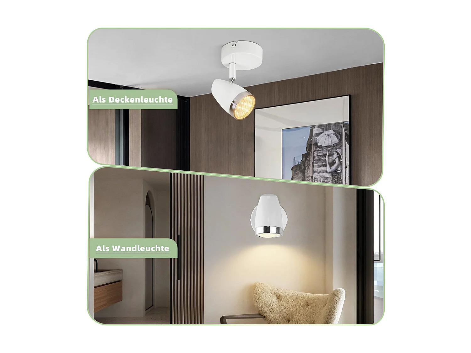 NETTLIFE Spot de plafond 1 flamme 4W plafonnier orientable 350° salon