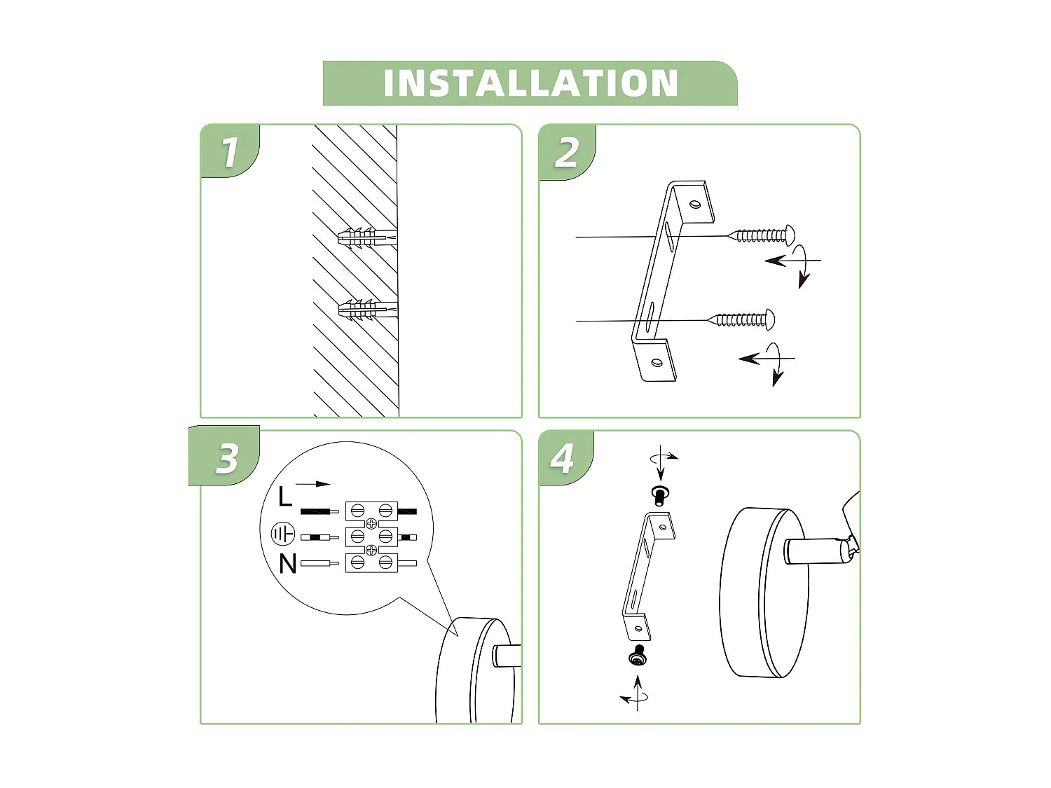 NETTLIFE Spot de plafond 1 flamme 4W plafonnier orientable 350° salon