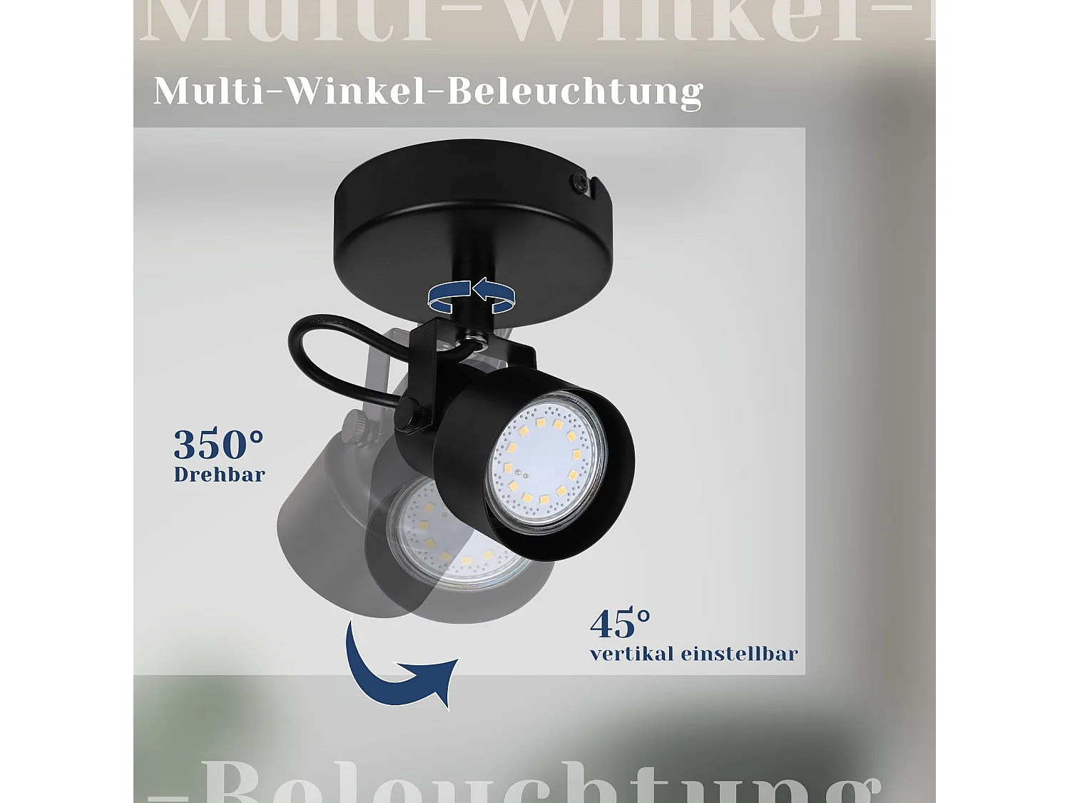 NETTLIFE Spot de plafond noir - Plafonnier vintage GU10 Lampe de cuisine pour salon couloir