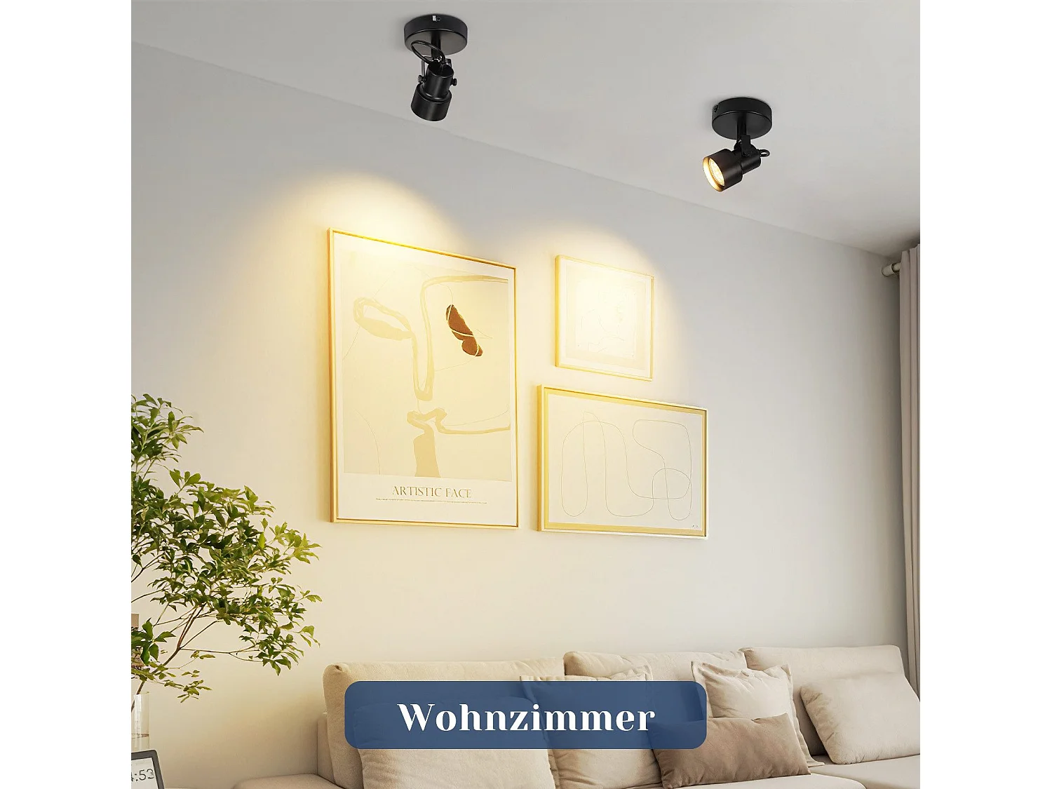 NETTLIFE Spot de plafond noir - Plafonnier vintage GU10 Lampe de cuisine pour salon couloir