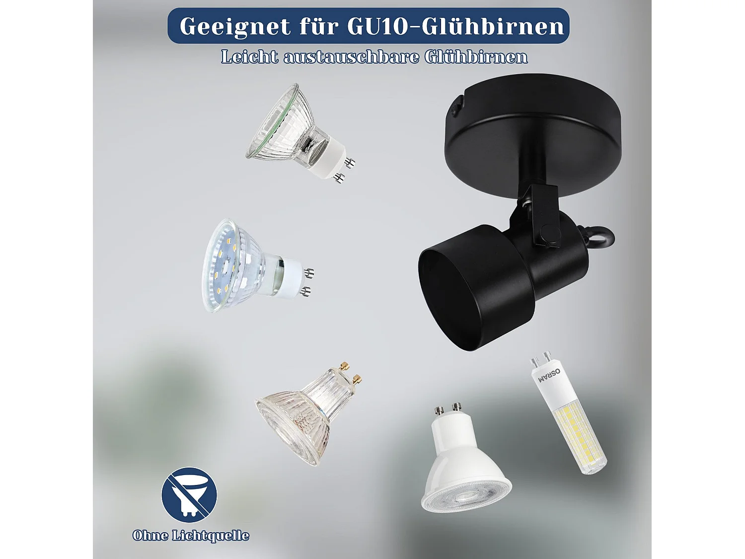 NETTLIFE Spot de plafond noir - Plafonnier vintage GU10 Lampe de cuisine pour salon couloir