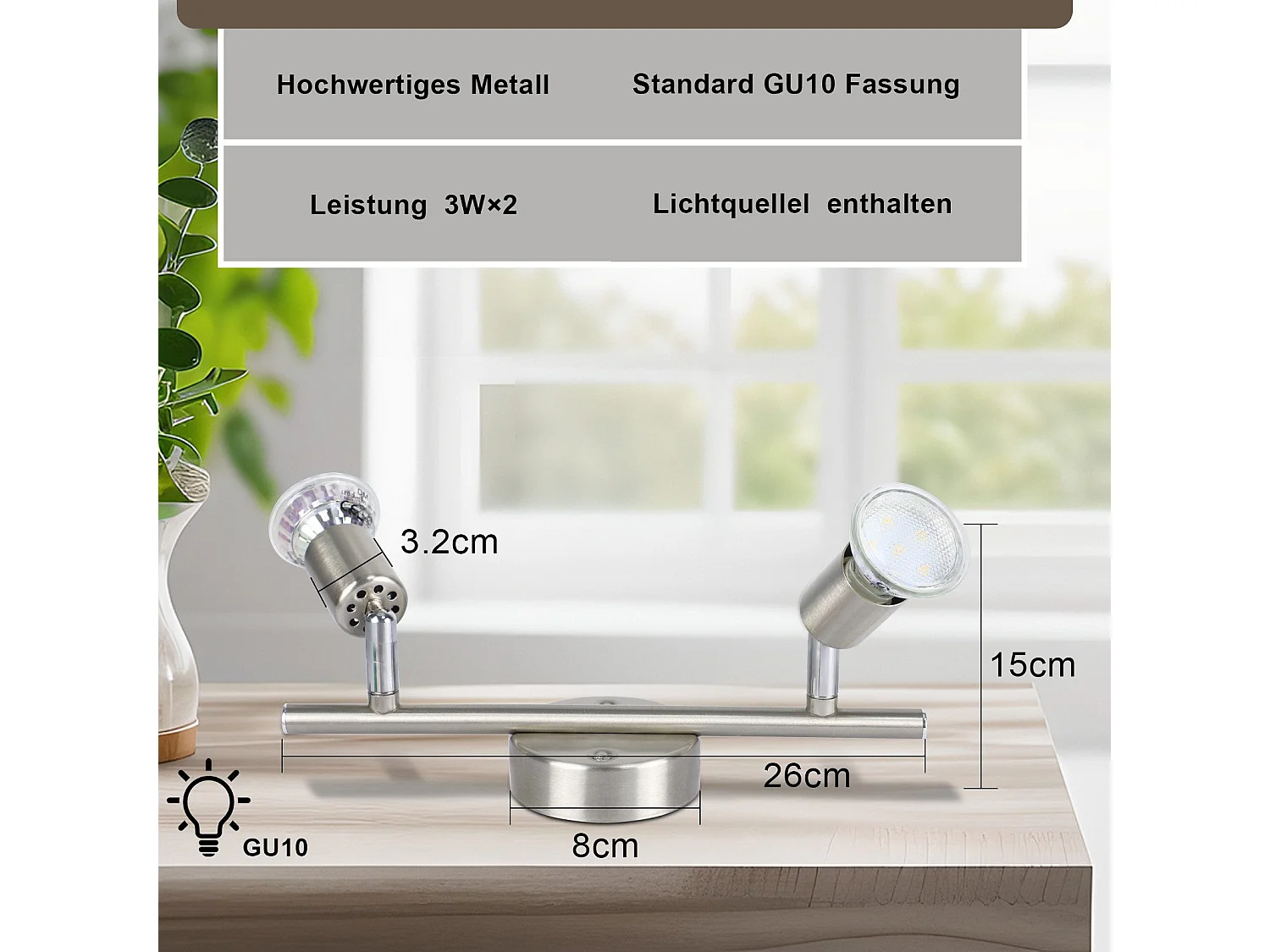 NETTLIFE Verstellbarer LED Deckenstrahler GU10 2 flammig verstellbar Industrial Wohnzimmer Deckenspots