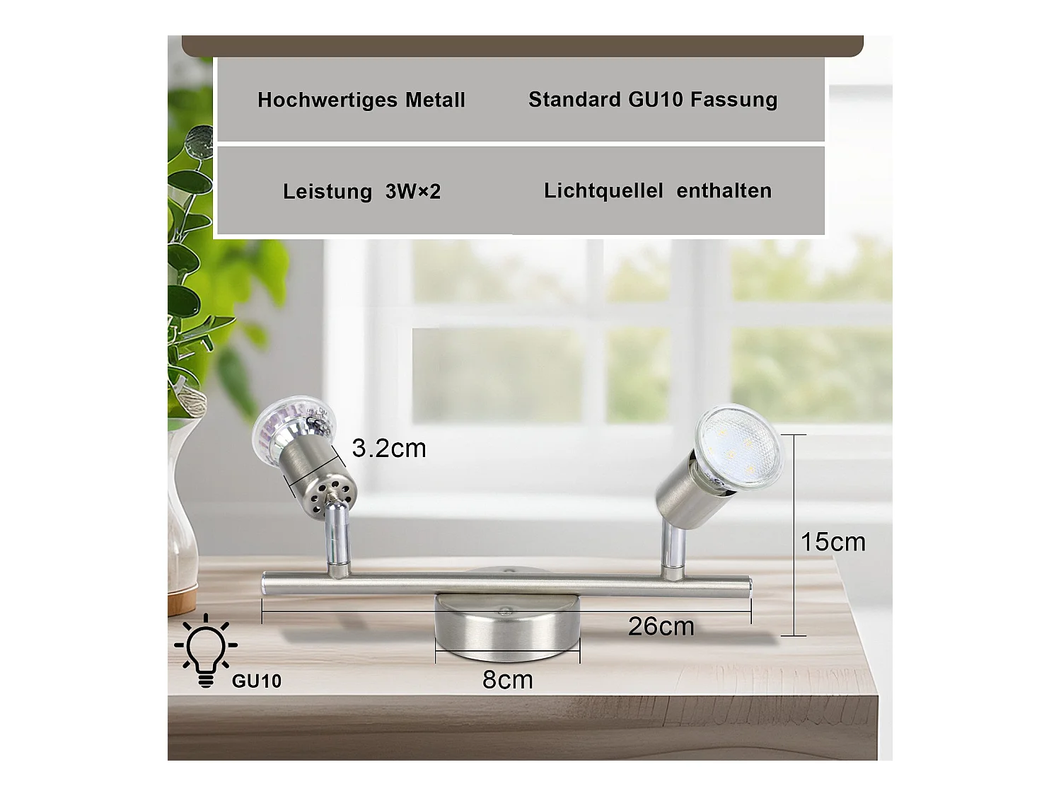 NETTLIFE Verstelbare LED plafondspot GU10 2 vlam verstelbare industriële woonkamer plafondspots