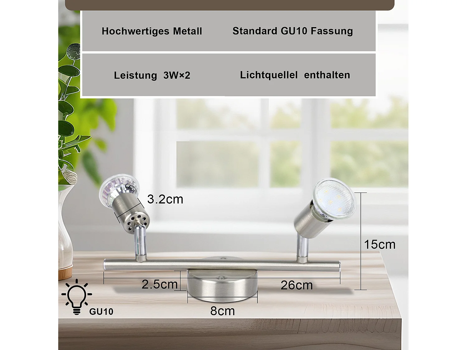 NETTLIFE Spot de plafond LED orientable GU10 2 flamme spots de plafond salon industriel orientable