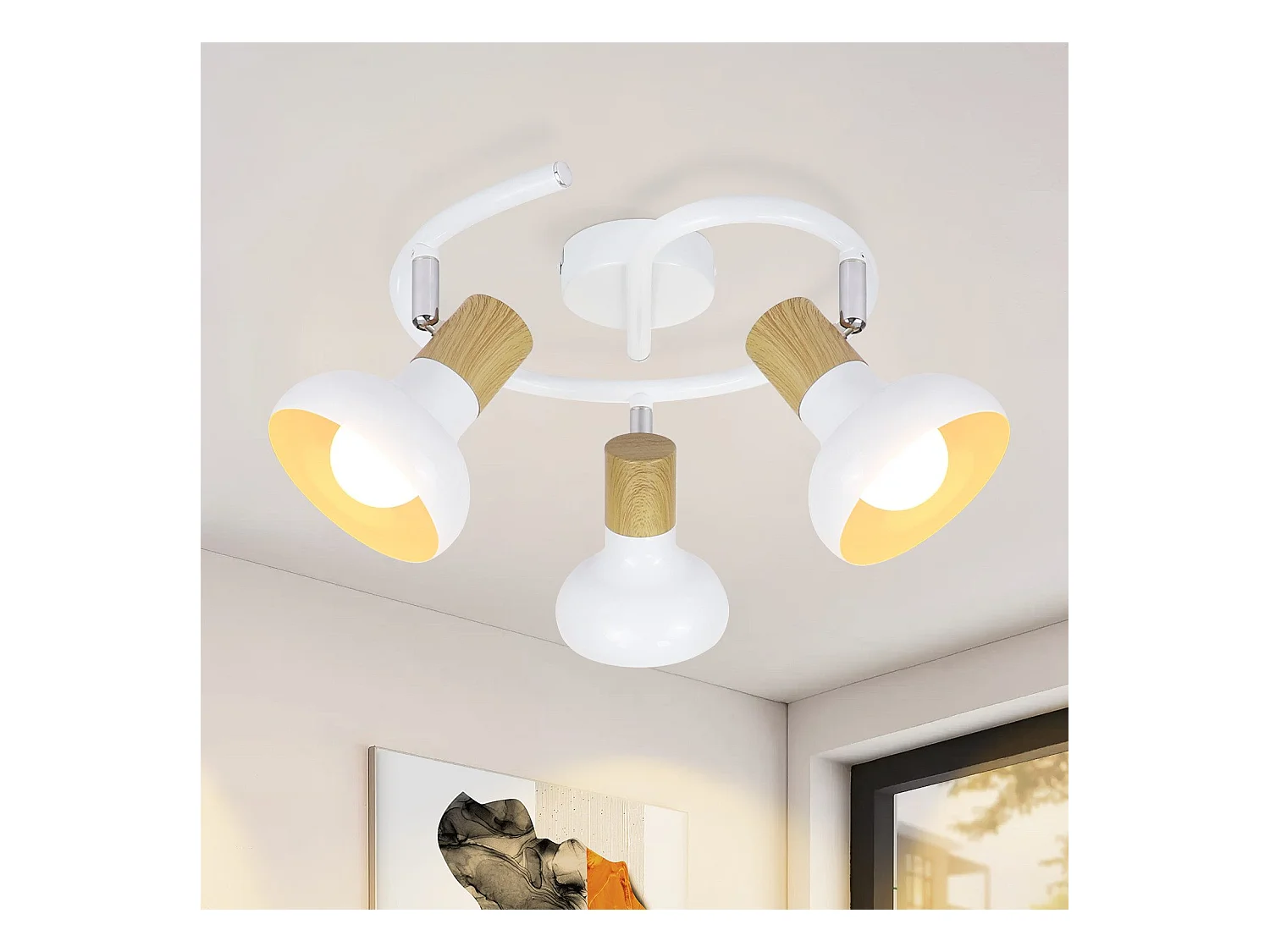 NETTLIFE Spot de plafond vintage E14 intérieur 350° orientable blancsans ampoule industriel 3 lampes rond