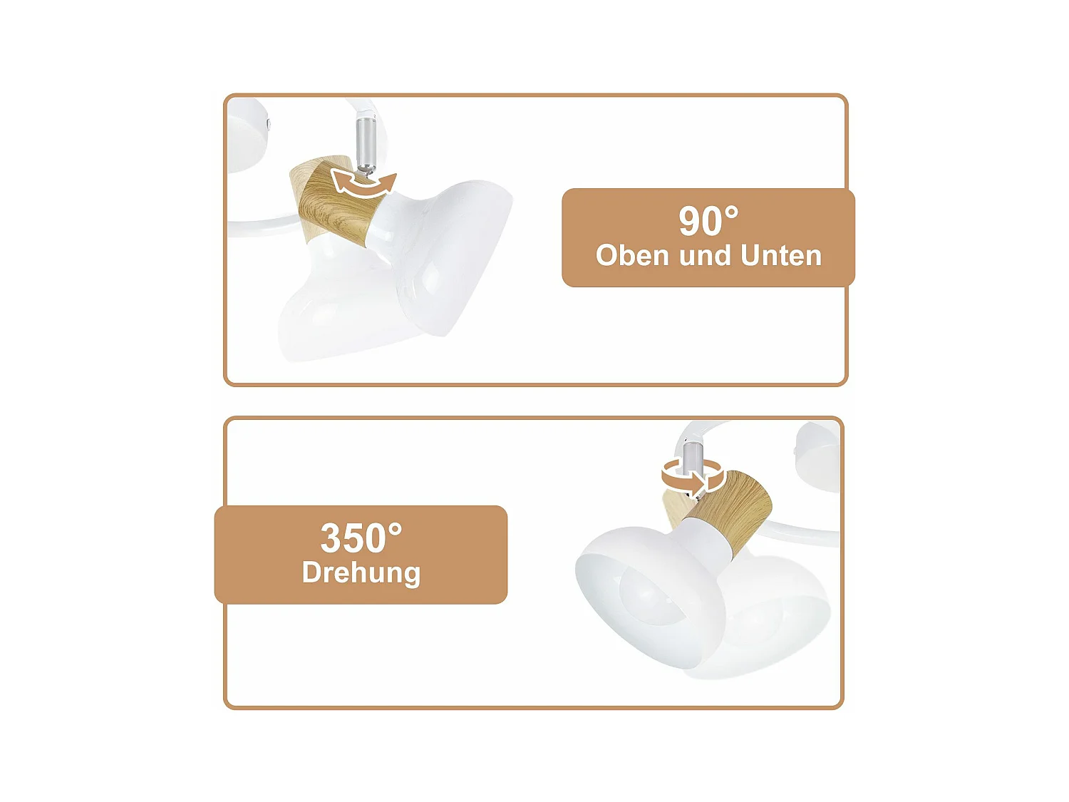 NETTLIFE Spot de plafond vintage E14 intérieur 350° orientable blancsans ampoule industriel 3 lampes rond