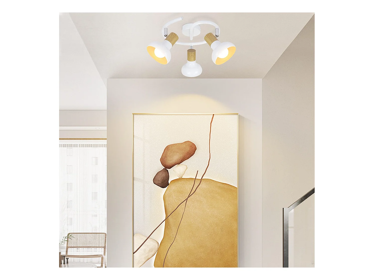 NETTLIFE Spot de plafond vintage E14 intérieur 350° orientable blancsans ampoule industriel 3 lampes rond