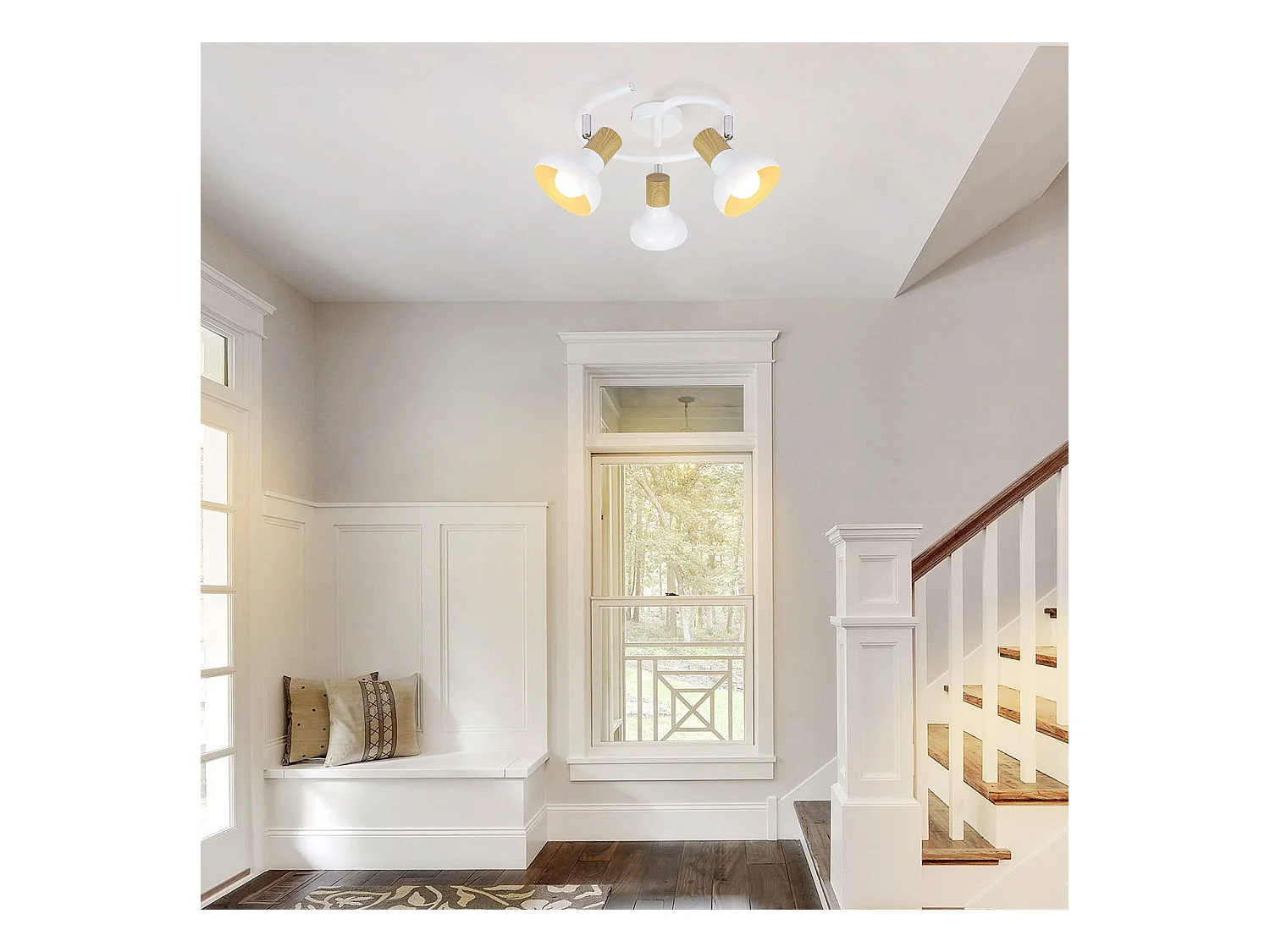 NETTLIFE Spot de plafond vintage E14 intérieur 350° orientable blancsans ampoule industriel 3 lampes rond