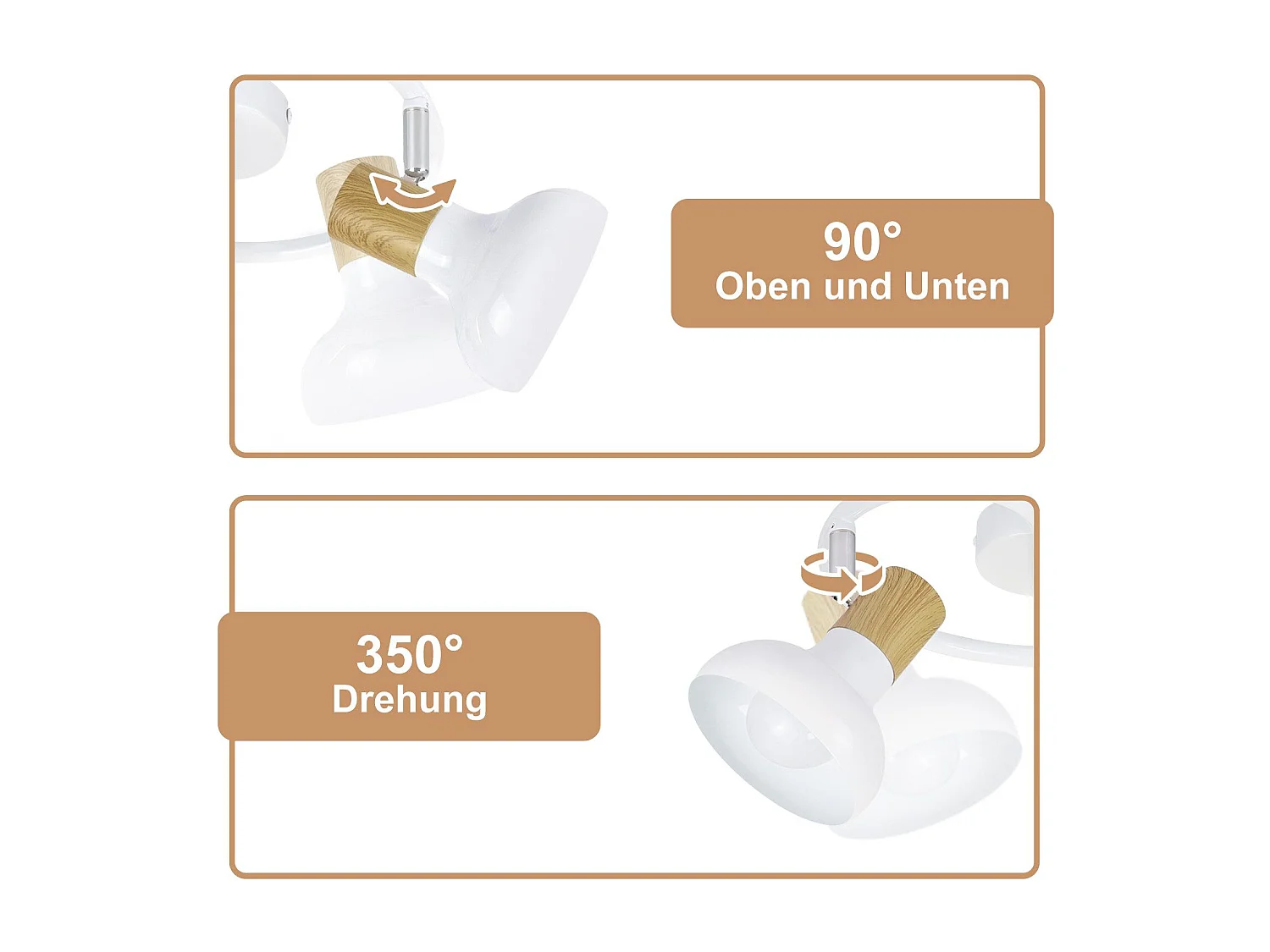 NETTLIFE Faretto da soffitto vintage E14 per interni, orientabile a 350°, bianco, stile industriale, 3 luci, rotondo (lampadina non inclusa)