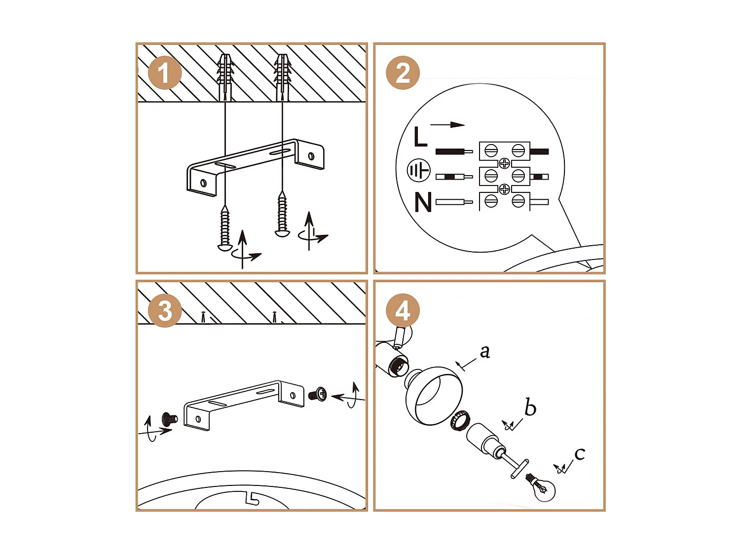 NETTLIFE Faretto da soffitto vintage E14 per interni, orientabile a 350°, bianco, stile industriale, 3 luci, rotondo (lampadina non inclusa)