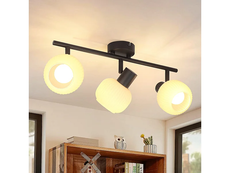 NETTLIFE Spot de plafond noir E14 abat-jour en verre vintage d'intérieur Spot moderne pour chambre à coucher salon