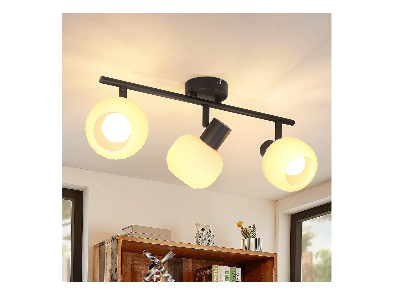 NETTLIFE Spot de plafond noir E14 abat-jour en verre vintage d'intérieur Spot moderne pour chambre à coucher salon