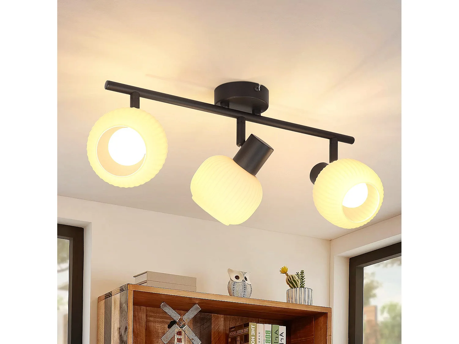 NETTLIFE Spot de plafond noir E14 abat-jour en verre vintage d'intérieur Spot moderne pour chambre à coucher salon