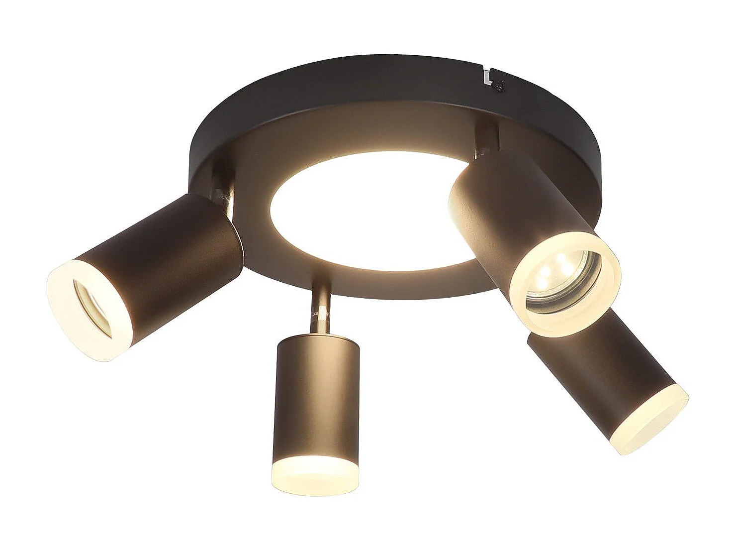 NETTLIFE Spot de plafond 4 ampoules GU10 20W chambre 3000k noir Pivotant Pivotant en métal à 350°