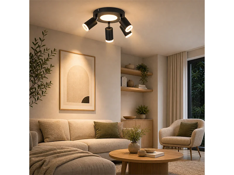 NETTLIFE Plafondspot 4 lampen GU10 20W slaapkamer 3000k zwart Draaibaar 350° metalen draaibaar