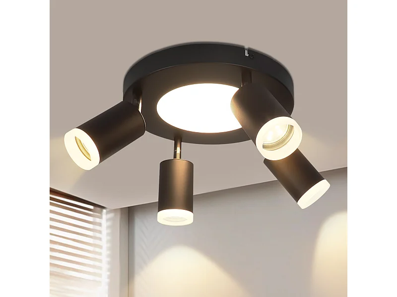 NETTLIFE Deckenstrahler 4-flammig GU10 20W Schlafzimmer 3000k schwarz Schwenkbar 350° Metall schwenkbar