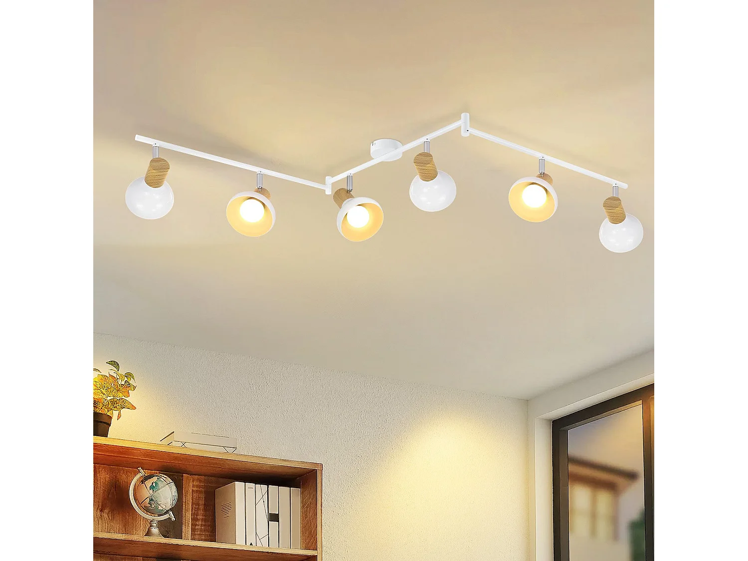 NETTLIFE Spot de plafond vintage E14 intérieur 350° orientable blanc Pivotant 350°Industriel 6 flammes