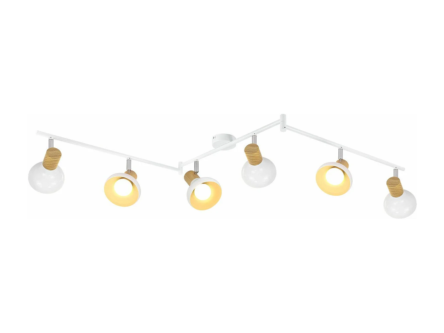 NETTLIFE Spot de plafond vintage E14 intérieur 350° orientable blanc Pivotant 350°Industriel 6 flammes