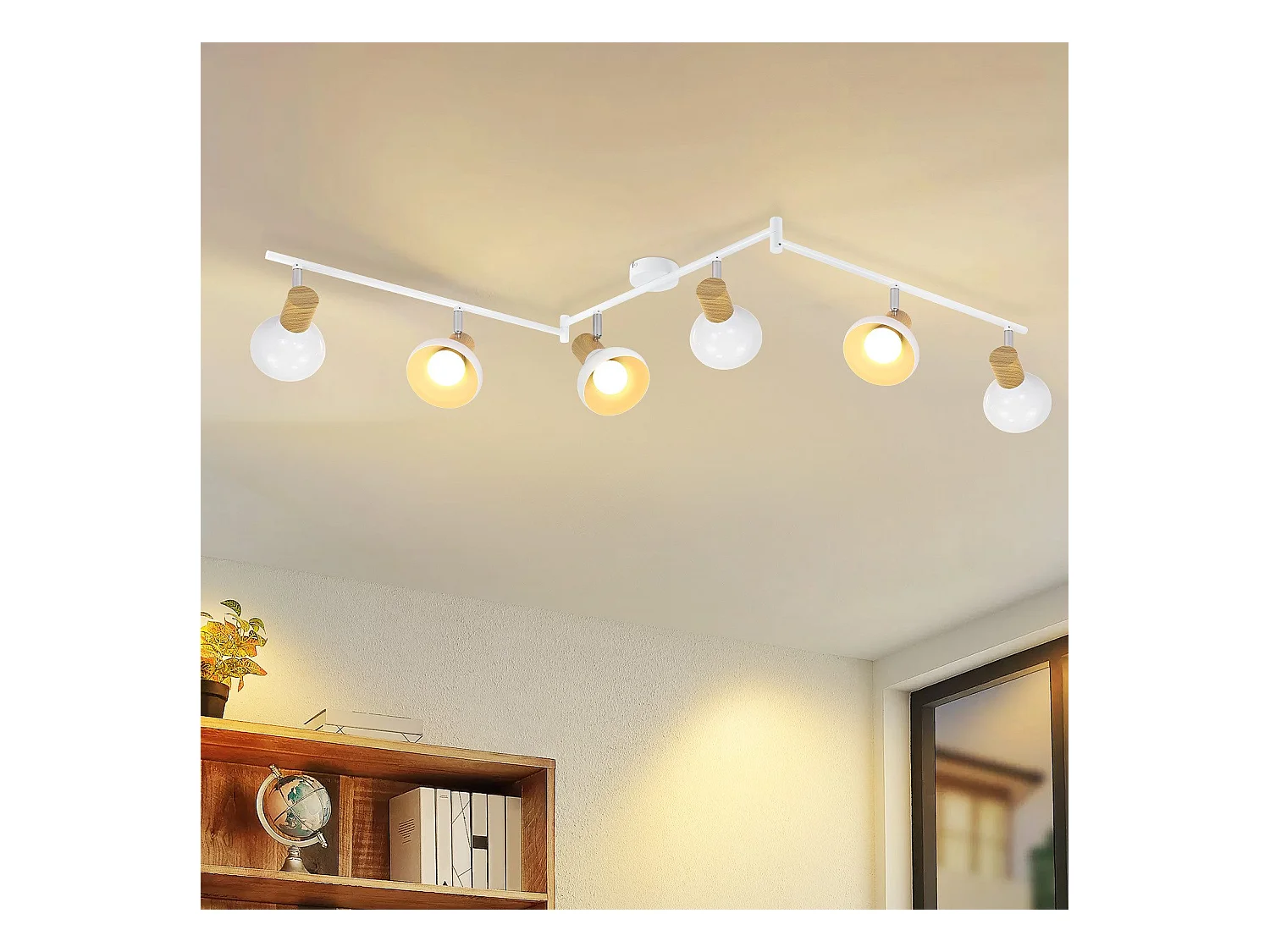 NETTLIFE Spot de plafond vintage E14 intérieur 350° orientable blanc Pivotant 350°Industriel 6 flammes