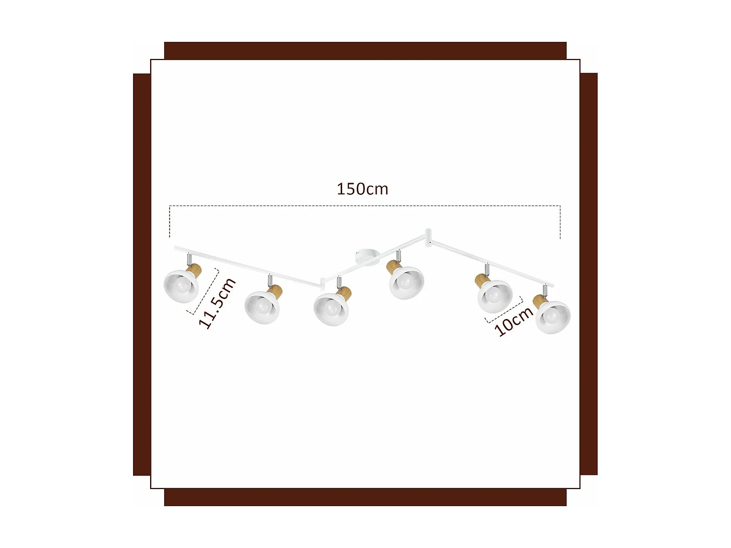 NETTLIFE Spot de plafond vintage E14 intérieur 350° orientable blanc Pivotant 350°Industriel 6 flammes