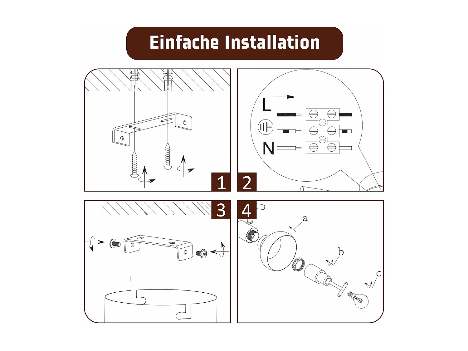 NETTLIFE Spot de plafond vintage E14 intérieur 350° orientable blanc Pivotant 350°Industriel 6 flammes