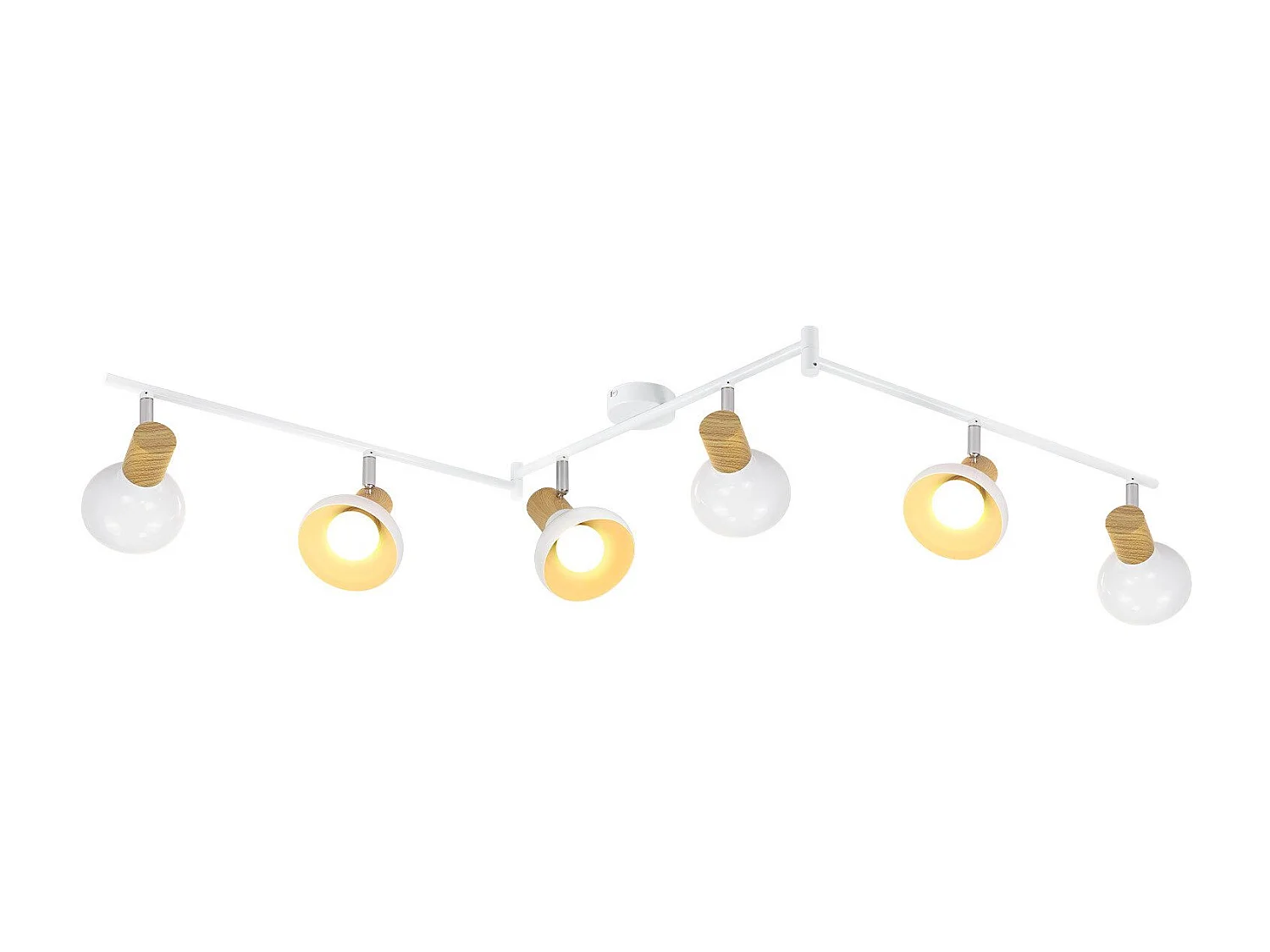 NETTLIFE Spot de plafond vintage E14 intérieur 350° orientable blanc Pivotant 350°Industriel 6 flammes