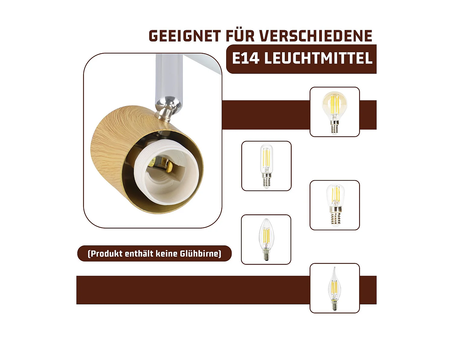 NETTLIFE Faretto da soffitto vintage E14 per interni, orientabile a 350°, bianco, stile industriale, 6 luci