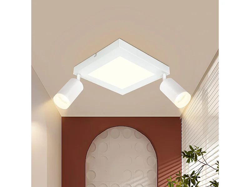 NETTLIFE Spot de plafond carré GU10 3000k blanc chaud 20W lampe de chambre orientable 350° blanc chaud