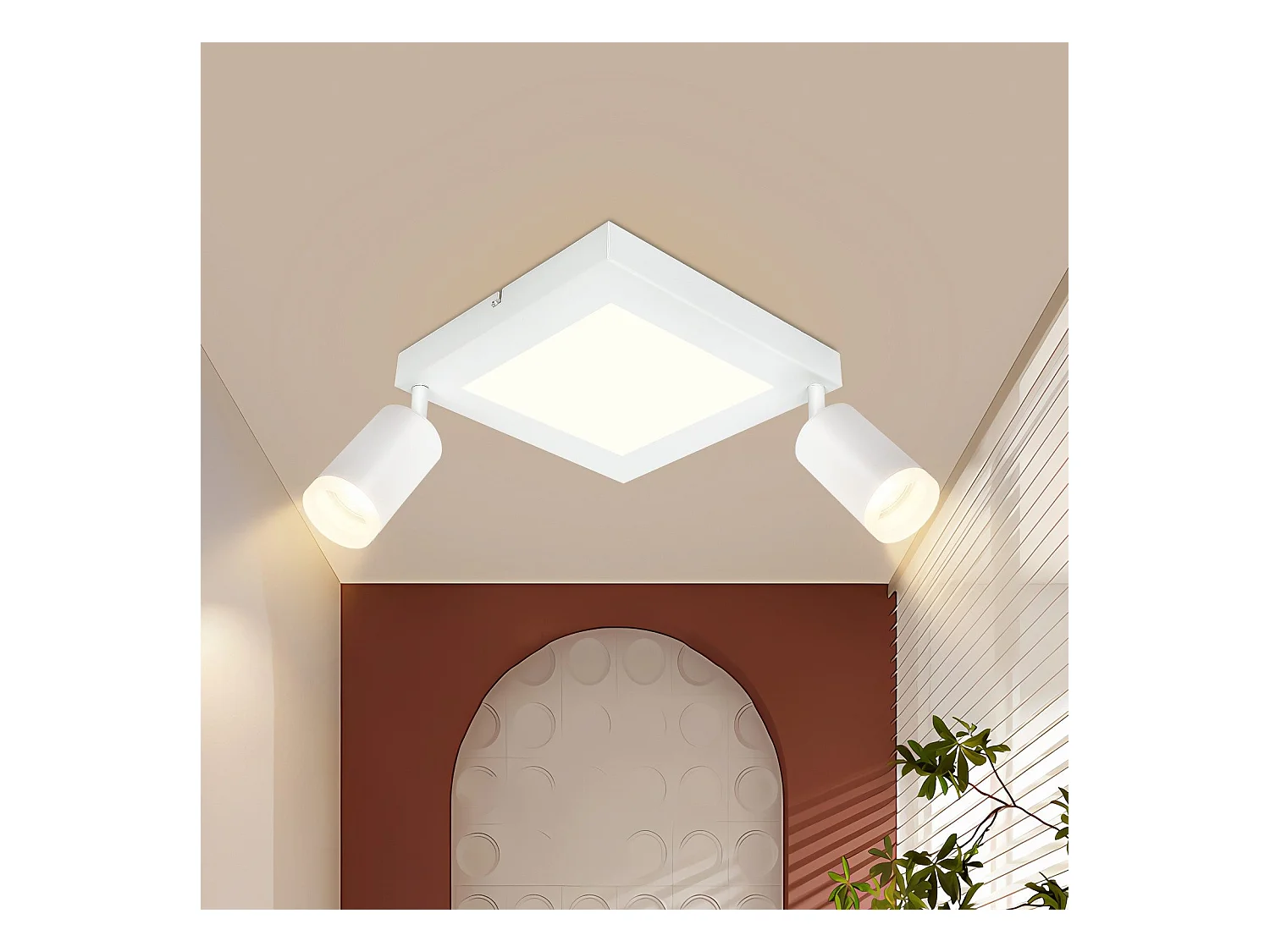 NETTLIFE Spot de plafond carré GU10 3000k blanc chaud 20W lampe de chambre orientable 350° blanc chaud