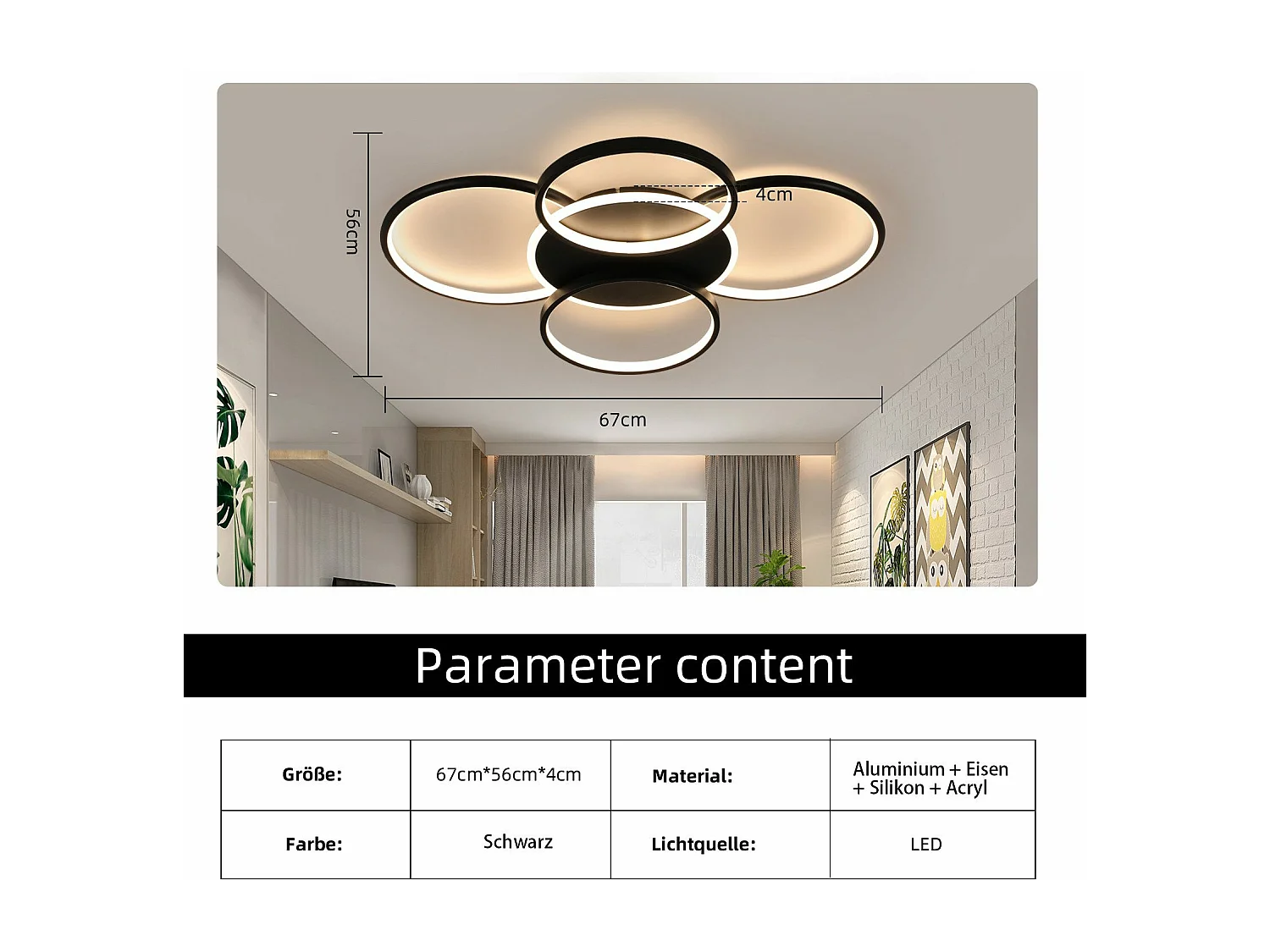 NETTLIFE LED Plafondlamp Woonkamer Dimbaar 70W met Afstandsbediening 5 Ringen Wit Modern Acryl