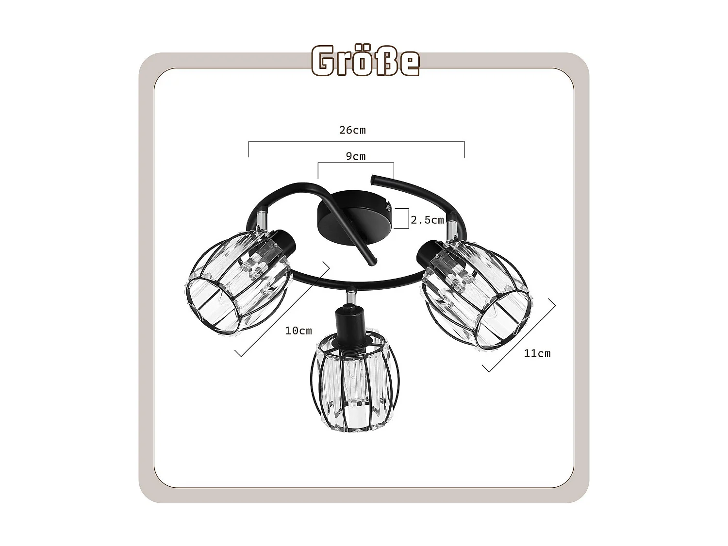 Spot De Plafond 3er En Cristal Noir Vintage E14 Pour Couloir, Pivotant à 350°, Industriel