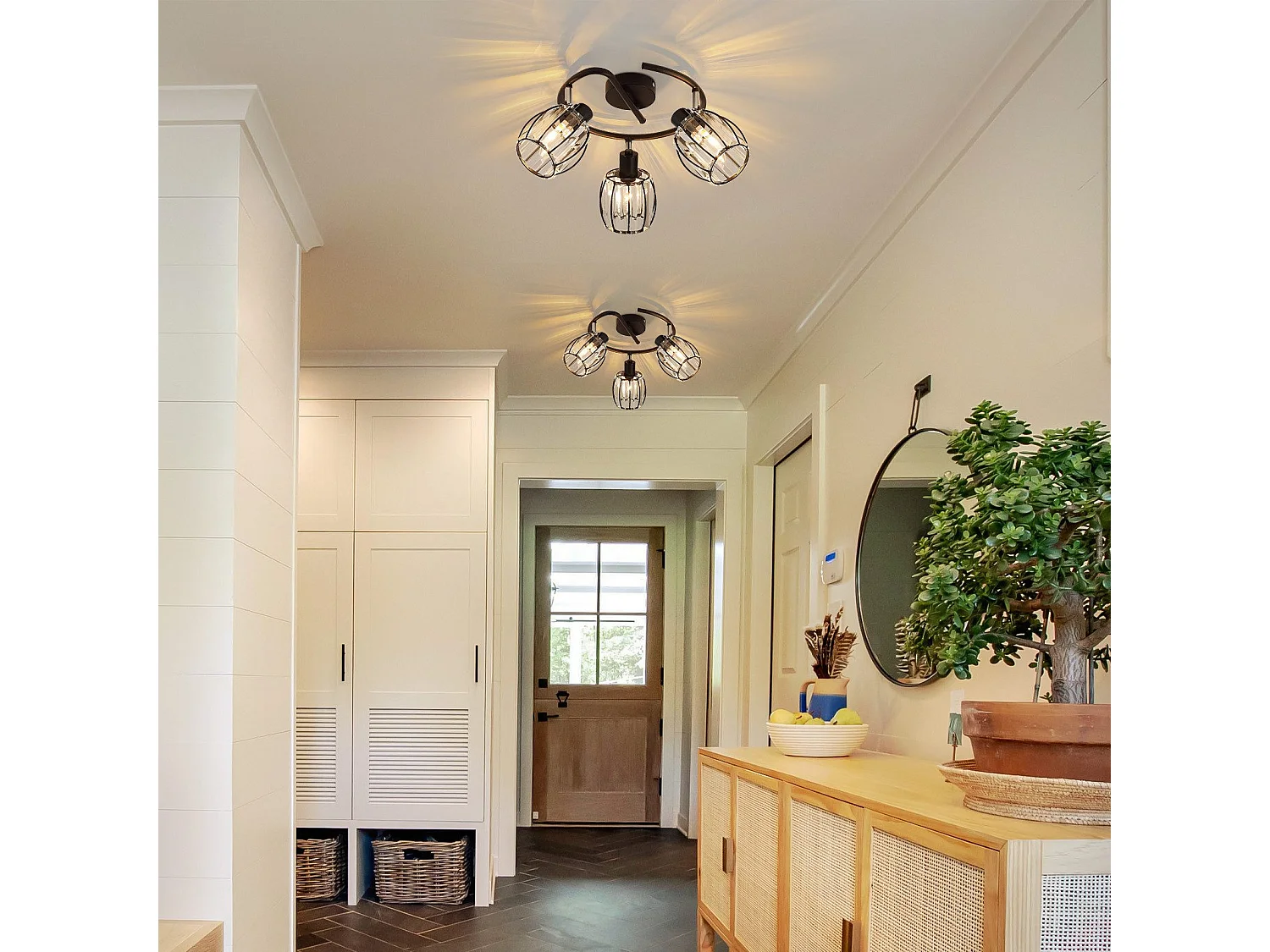 Spot De Plafond 3er En Cristal Noir Vintage E14 Pour Couloir, Pivotant à 350°, Industriel